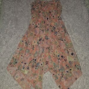 No Boundaries Peach Floral Romper